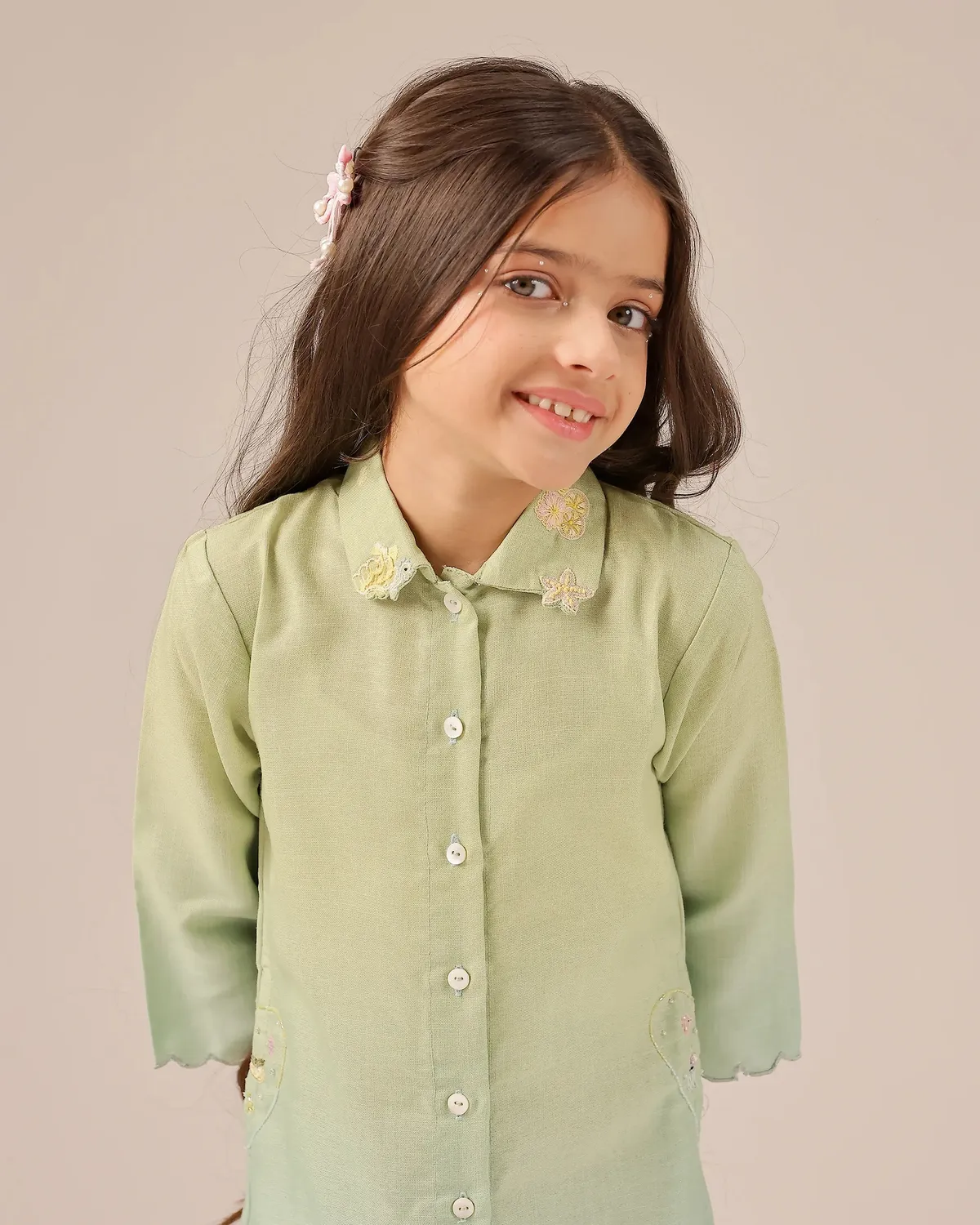 Our Dve Tropical Sorbet Seafoam abito bimba verde blu lino