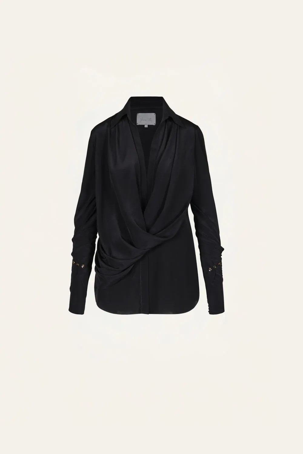 Johanna Ortiz Iconic Drape top seta nero