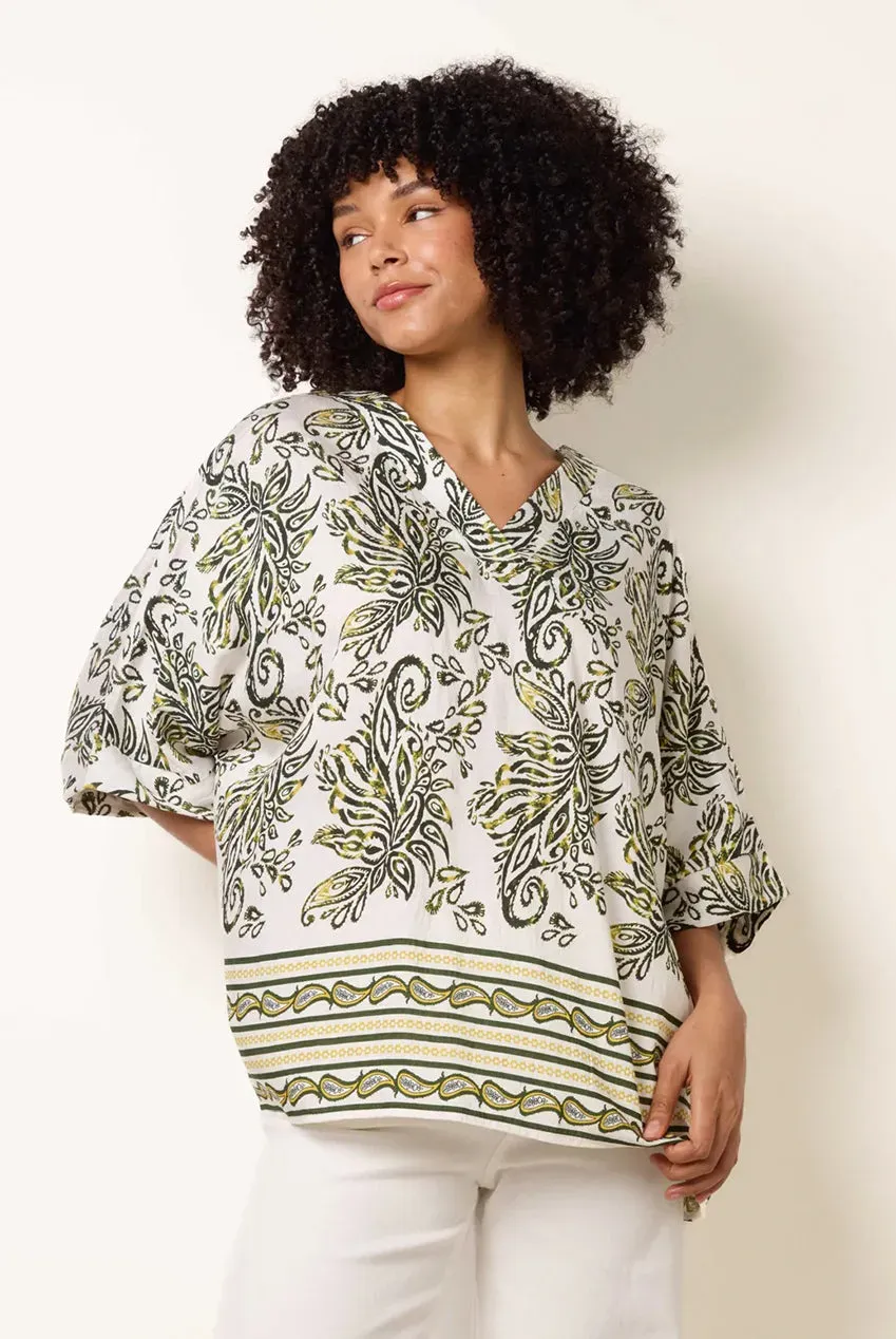 Goddiva Blue Vanilla top verde boxy manica corta