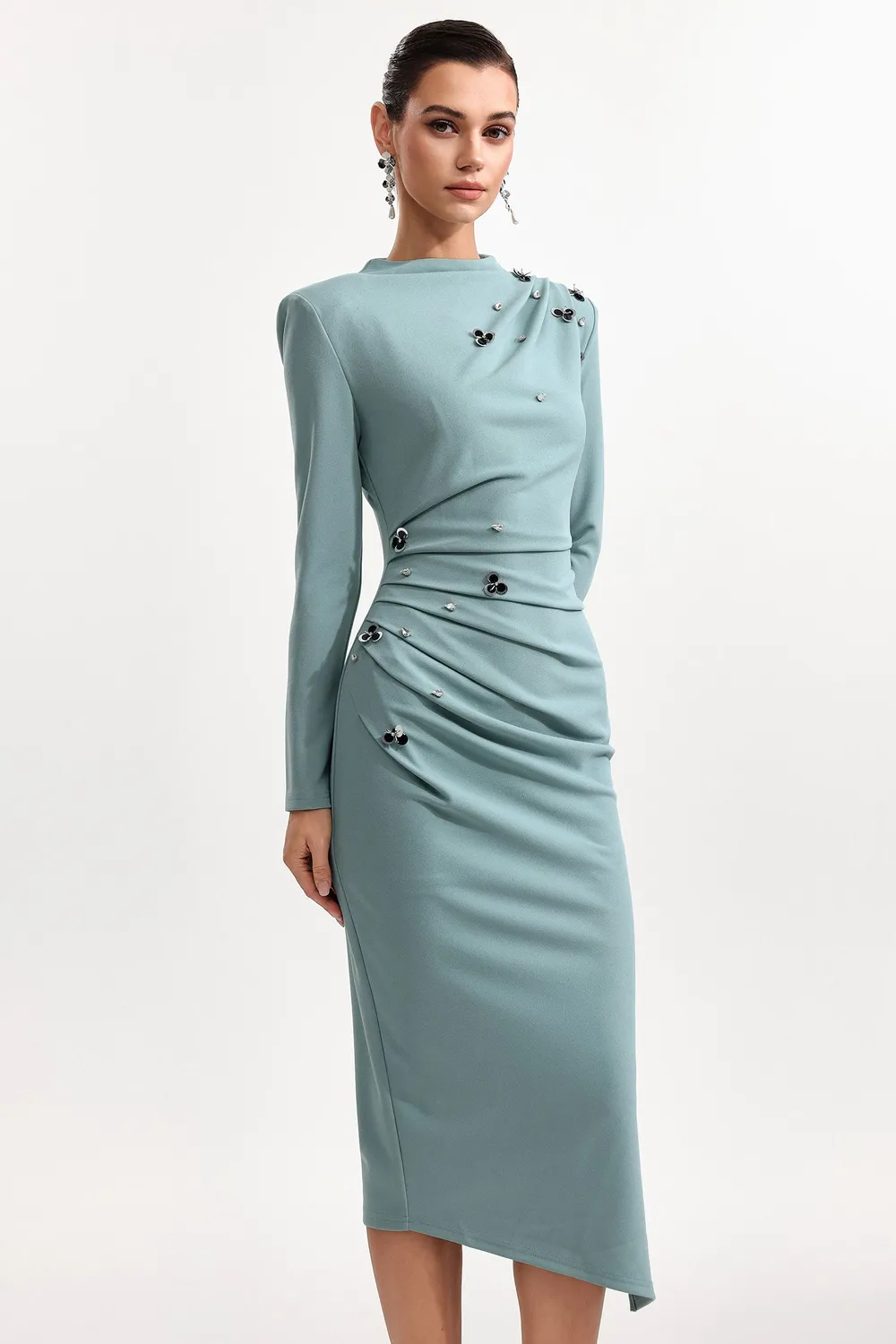 Bella Barnett Nina abito midi paillettes verde