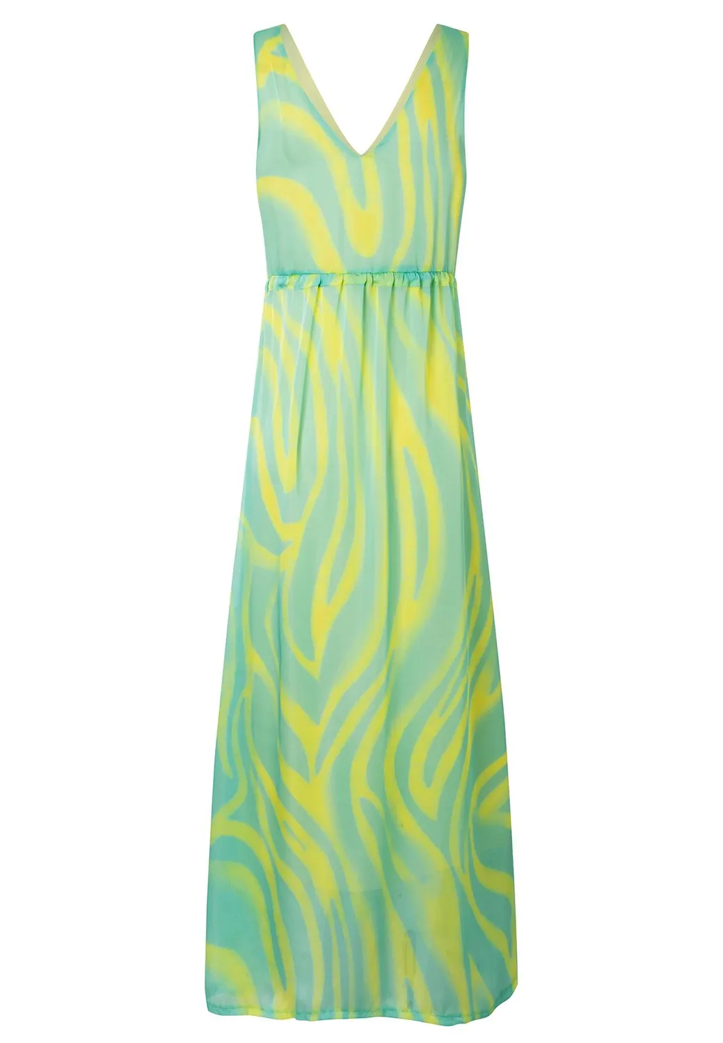 Ana Alcazar Peddy maxi abito chiffon giallo animalier