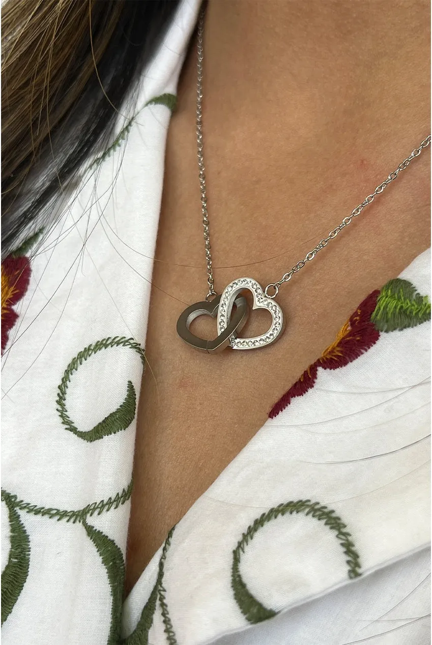 SVNX Double Heart Link collana argento doppio cuore