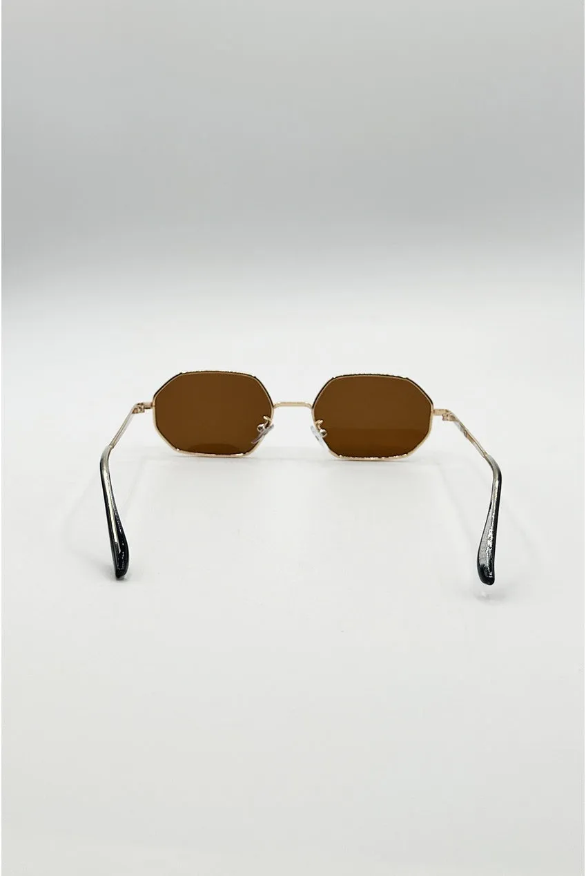 SVNX Oval Occhiali da sole oro marrone metallo