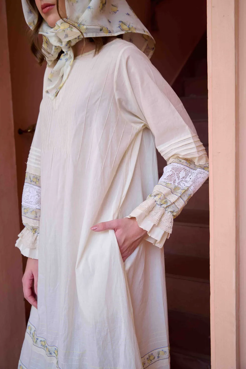 Our Dve Dream Wave Nancy abito lungo beige cotone
