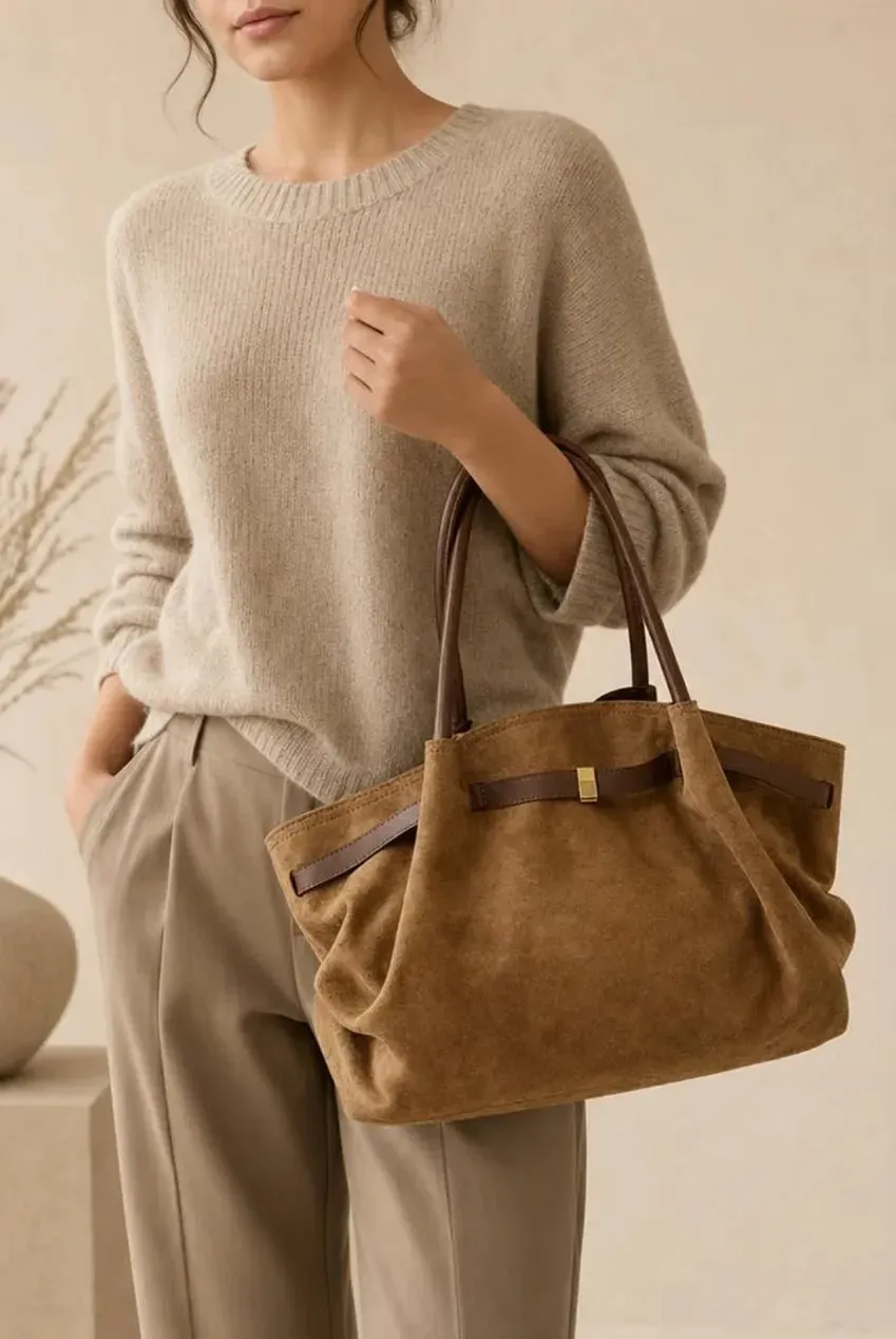 SVNX Vintage Soft borsa spalla marrone scamosciata