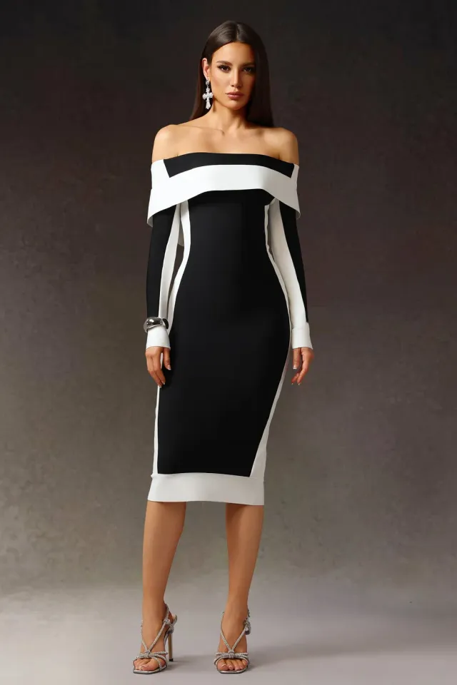 Bella Barnett Mattey abito midi nero bandage