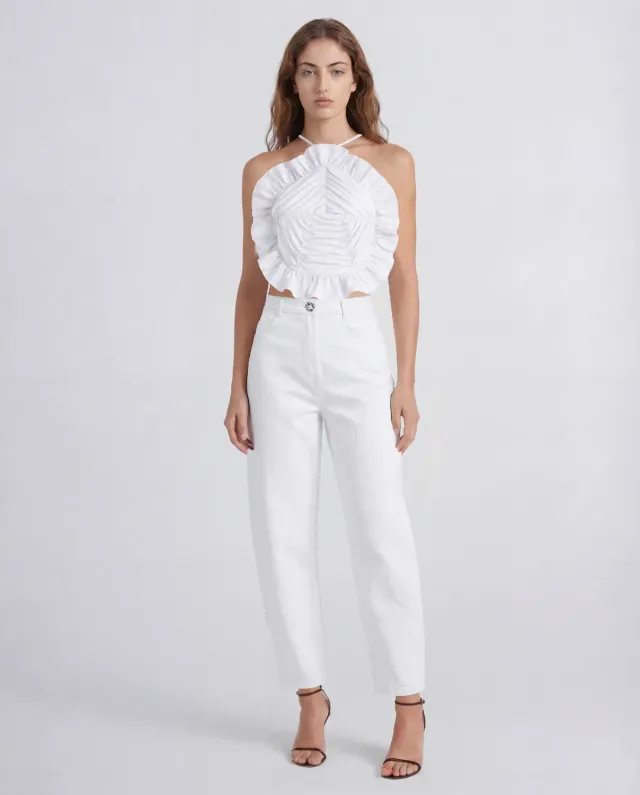 Violante Nessi Royal top bianco cotone elasticizzato