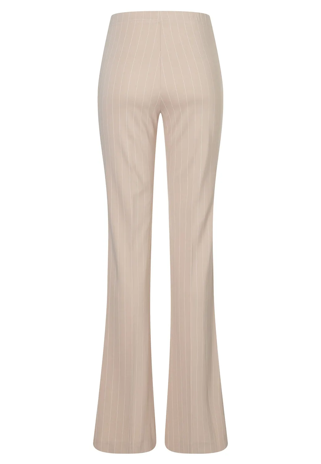 Ana Alcazar Divia pantaloni zampa beige gessati vita alta
