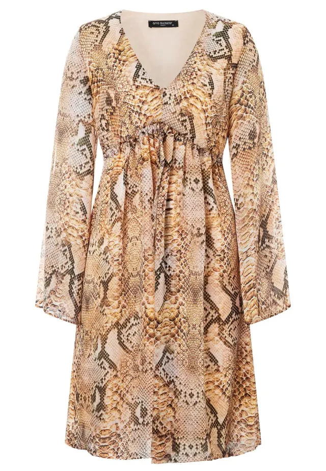 Ana Alcazar Pakira abito impero chiffon maculato