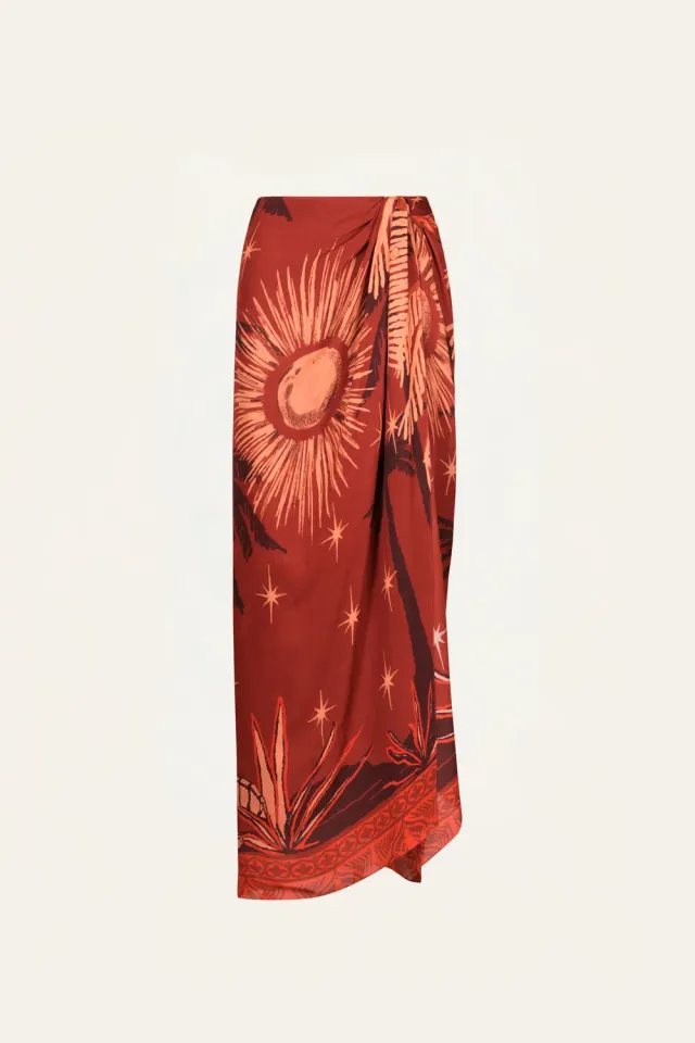 Johanna Ortiz Dance Floor gonna rosso seta 95cm