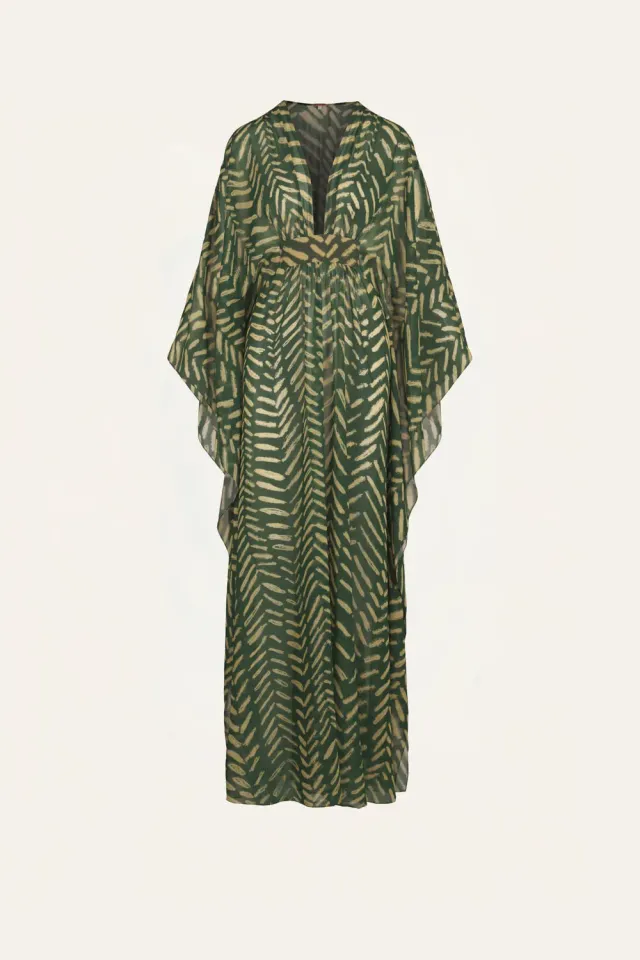 Johanna Ortiz Secret Garden abito georgette verde maxi