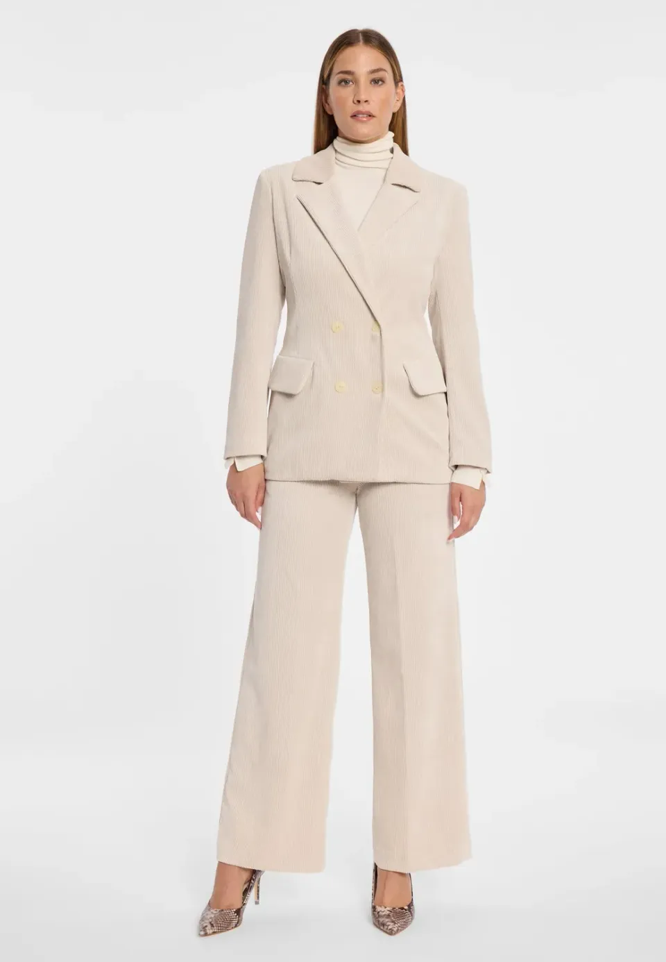 Ana Alcazar Adiba blazer velluto panna doppiopetto lungo
