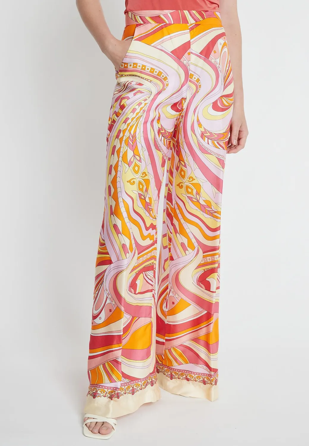 Ana Alcazar Kapea pantaloni palazzo stampa anni 70