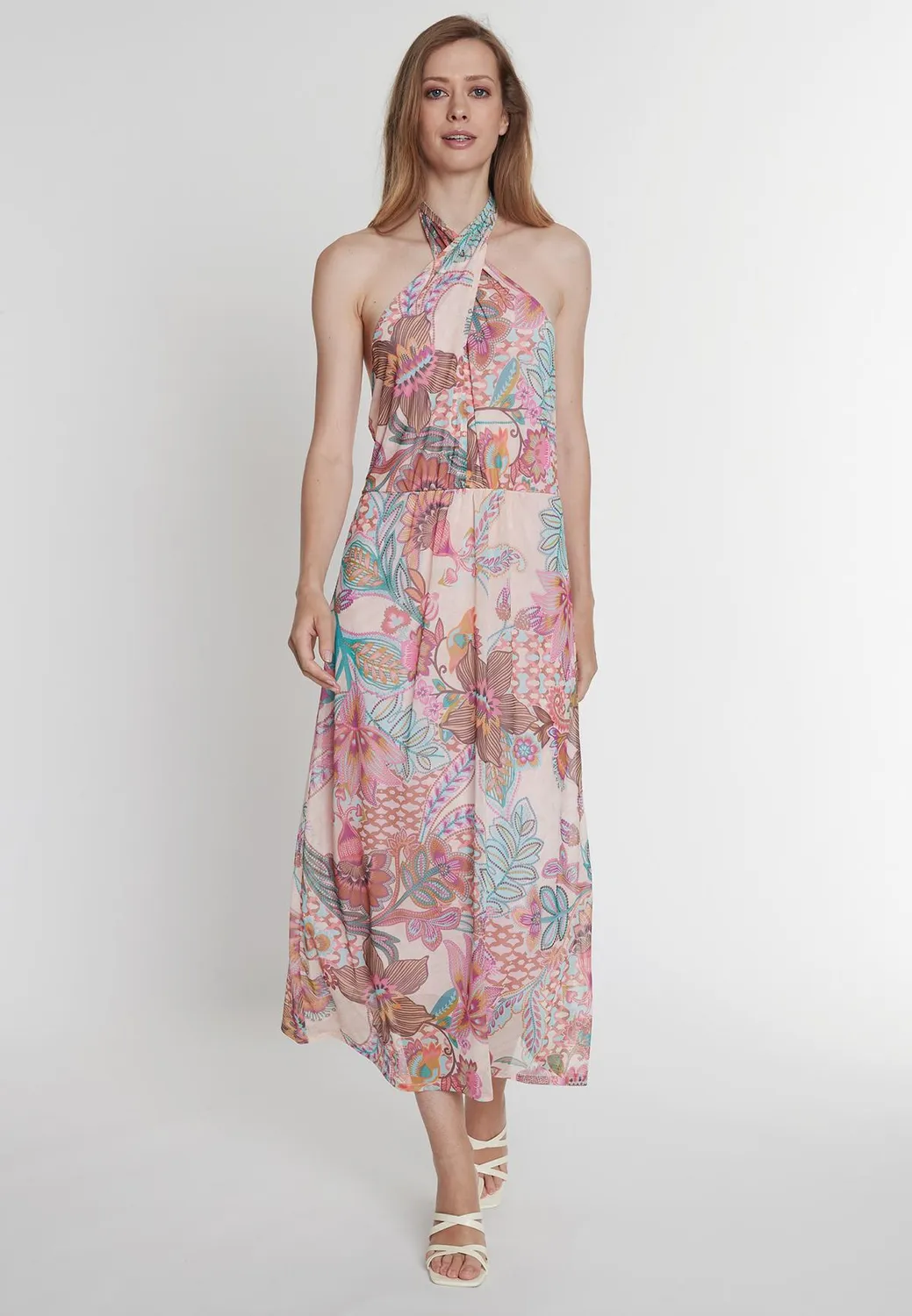 Ana Alcazar Peline abito halter floreale midi