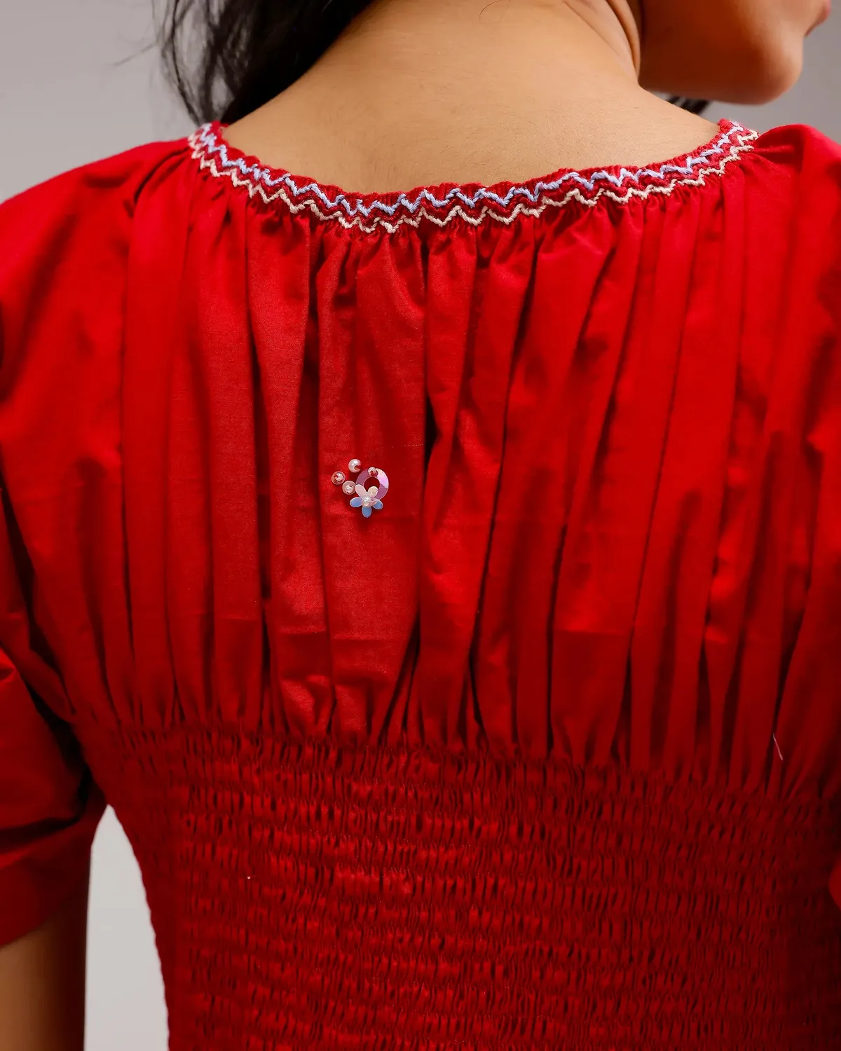 Our Dve Peplum Top top rosso smock taglia unica