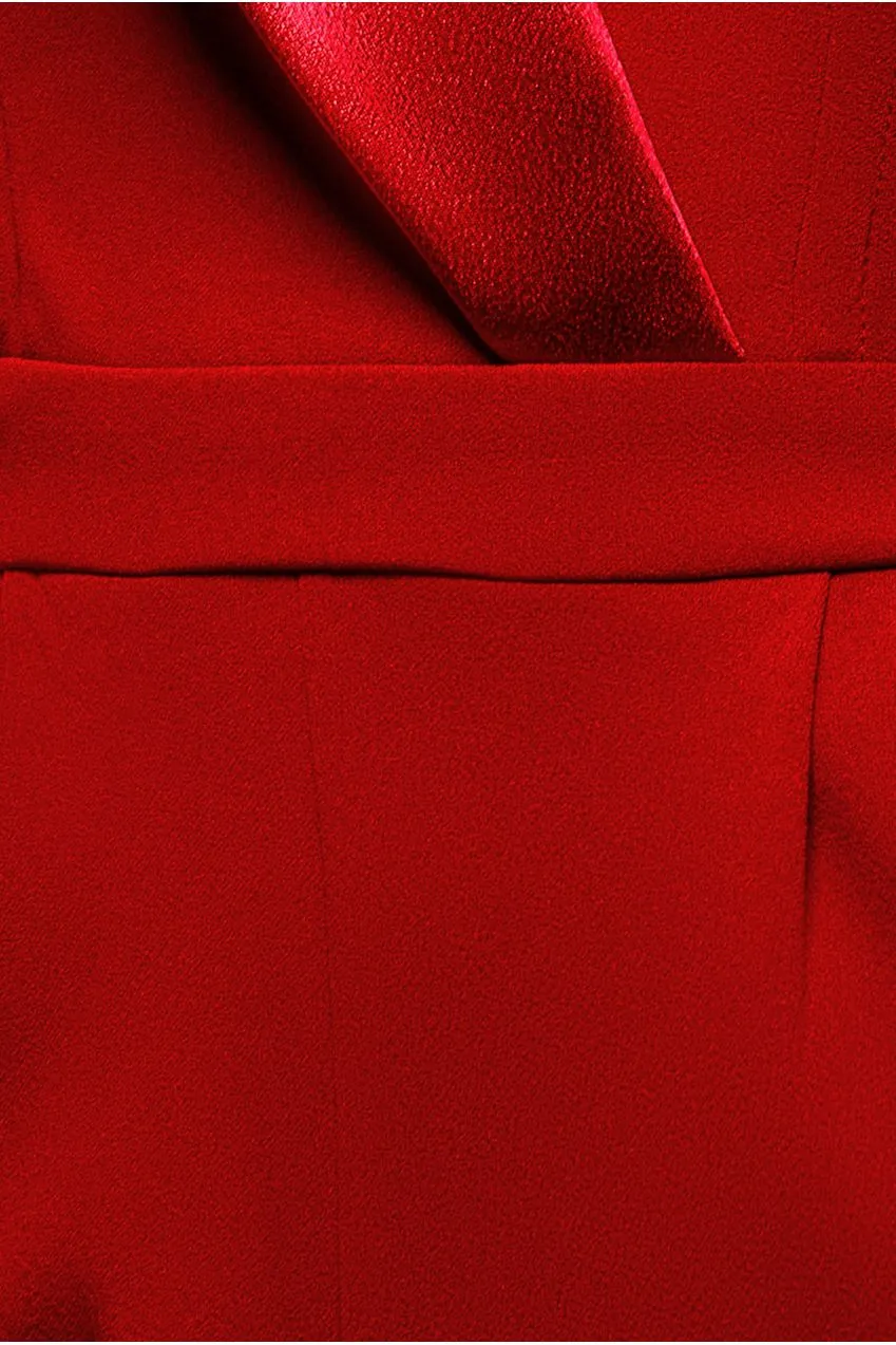 Goddiva Satin Collar Scuba tuta rossa collo raso