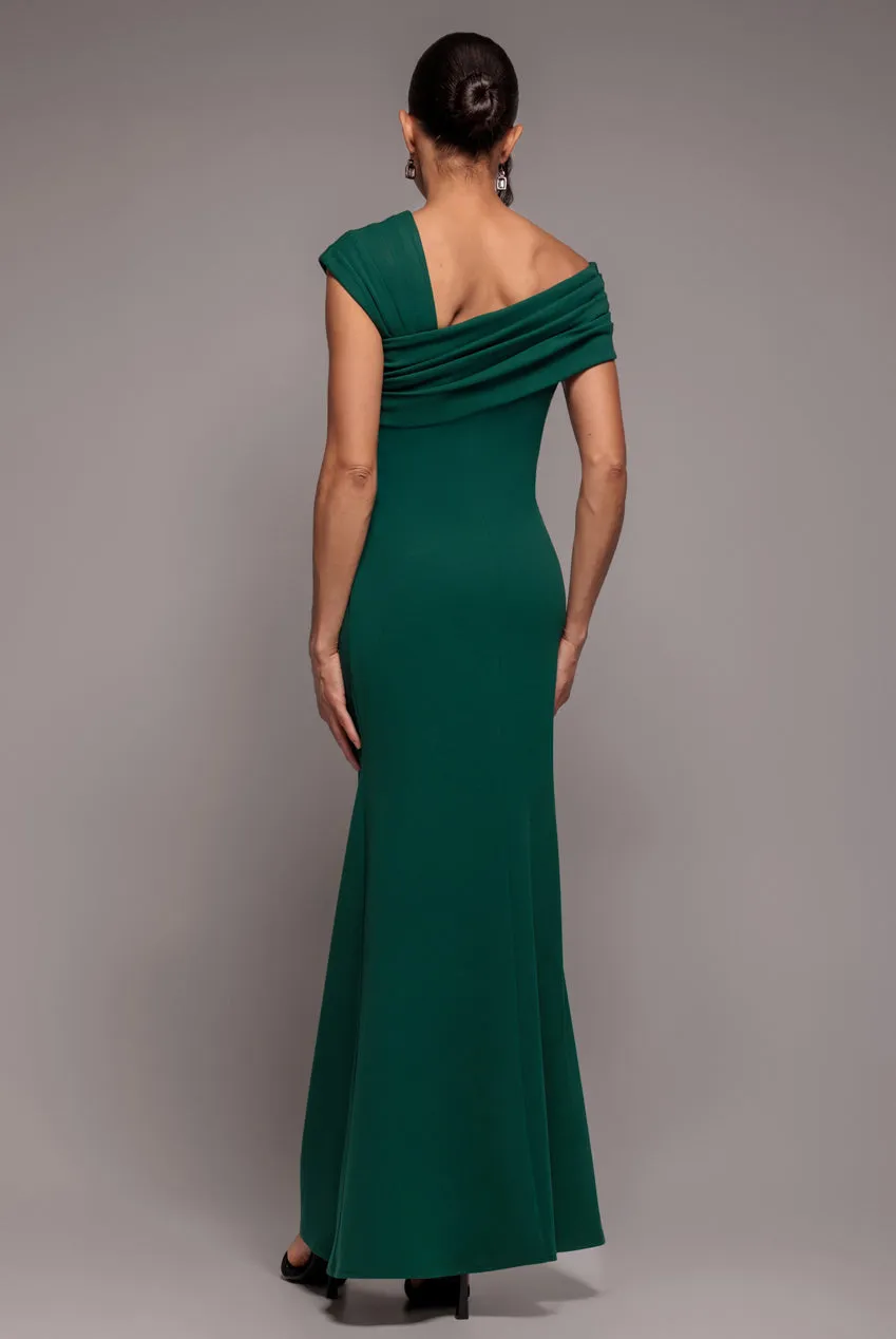 Goddiva DR3231 Abito Maxi Monospalla Verde Smeraldo