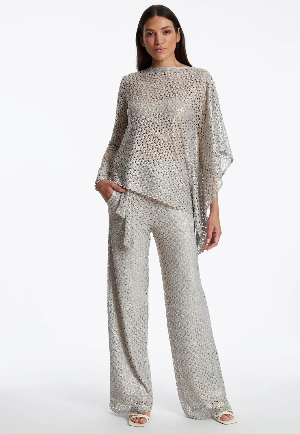 Ana Alcazar Zisala top asimmetrico maglia argento