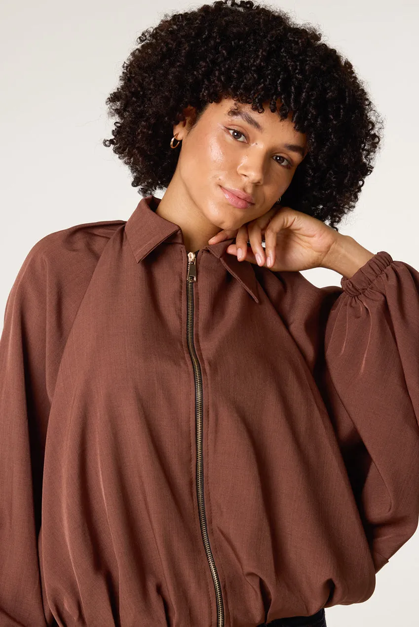 Blue Vanilla Drape Puffball giacca zip cioccolato onesize elasticizzata