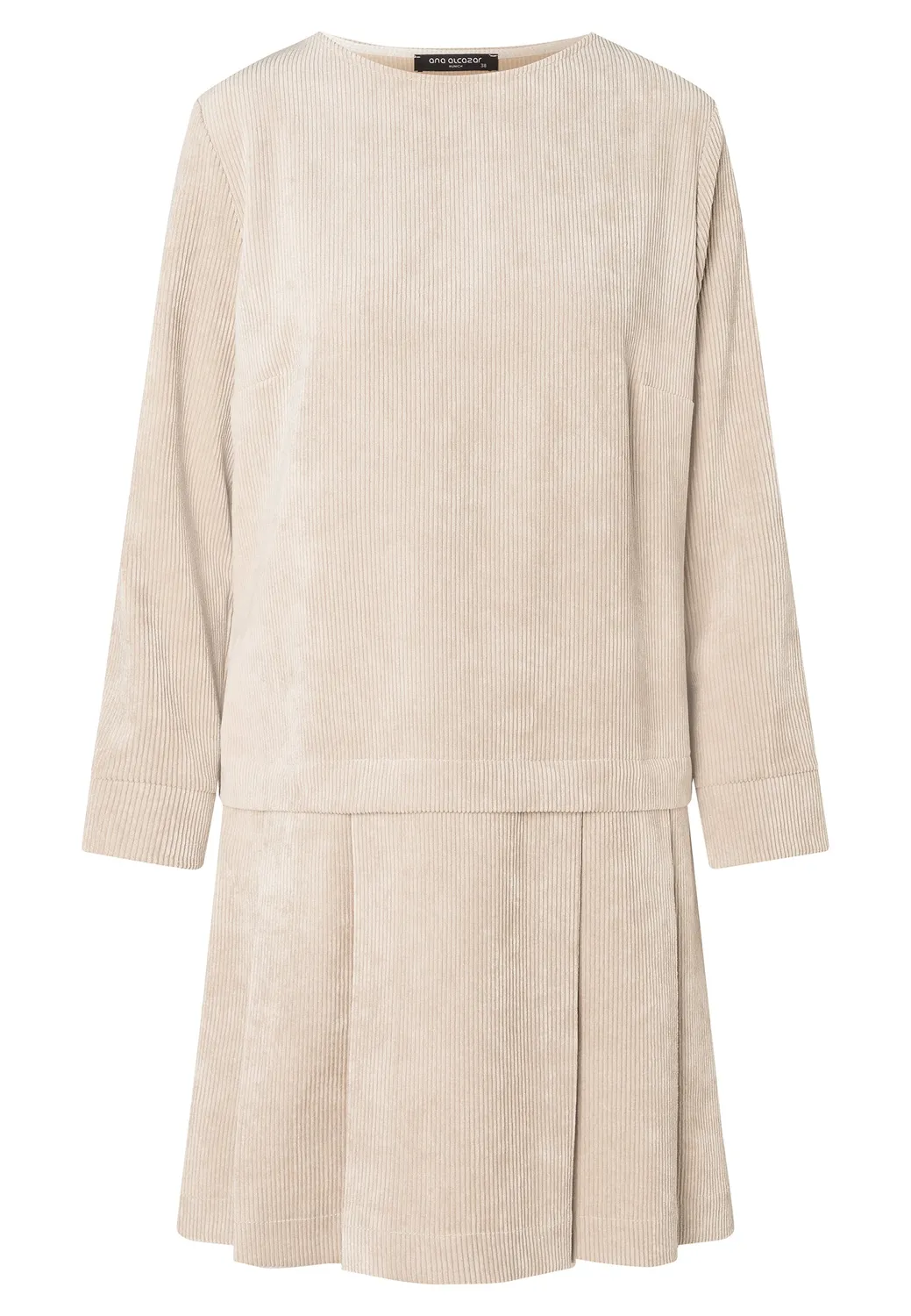 Ana Alcazar Enlive abito velluto beige gonna pieghe