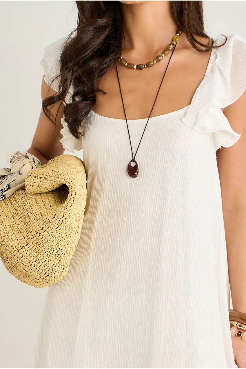 Gini London Ruffle abito maxi viscosa bianco volant