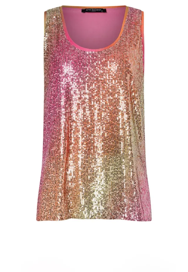 Ana Alcazar Zagara top paillettes pastello rosa