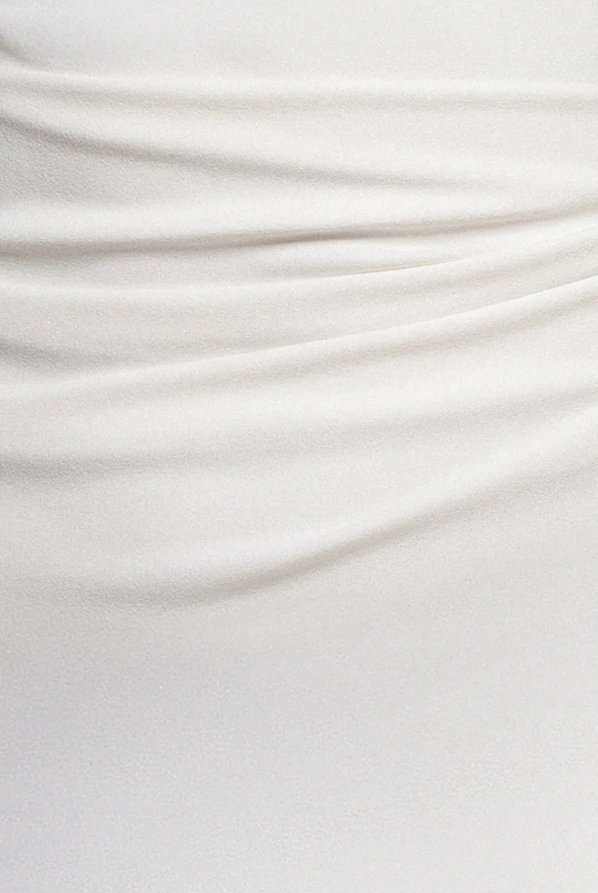 Goddiva One Shoulder abito maxi bianco scuba spacco