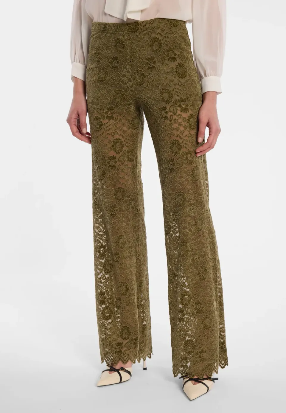 Ana Alcazar Enloroa pantaloni pizzo verde oliva