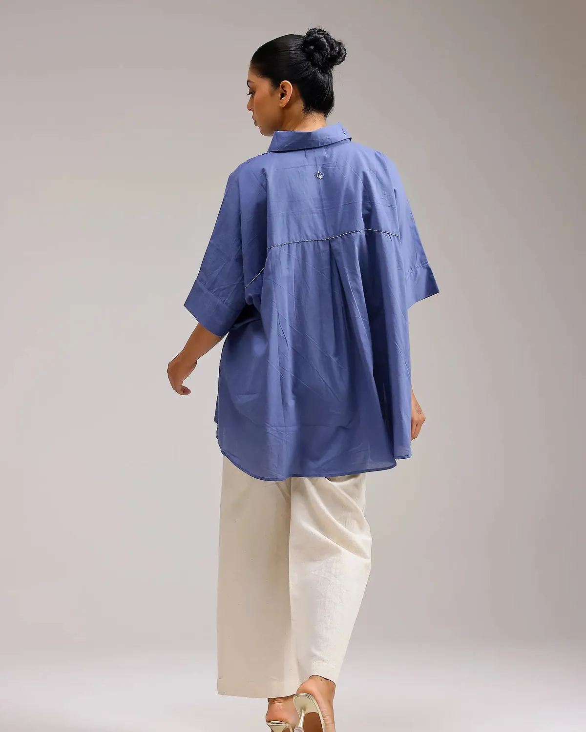 Our Dve Sheer tunica cotone blu scuro taglia unica