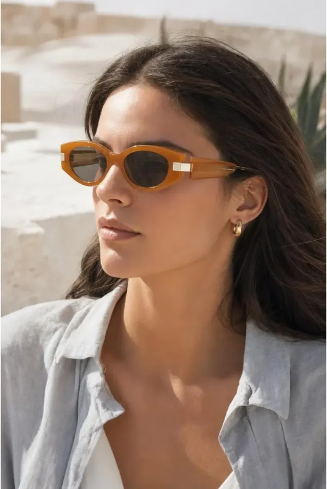 SVNX Oval Metal occhiali da sole arancioni UV400