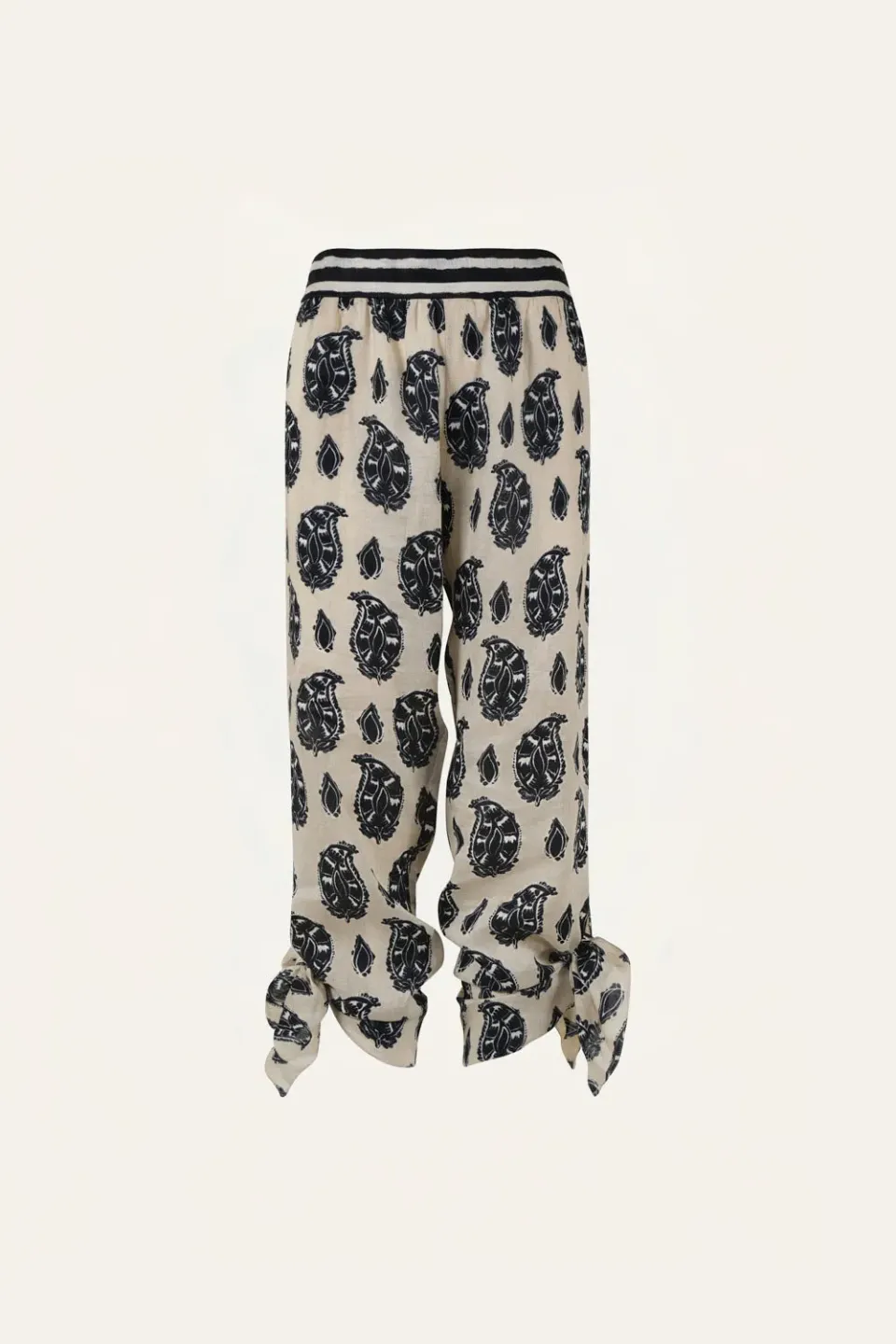 Johanna Ortiz Femininity Dramatic pantaloni lino ecru nero