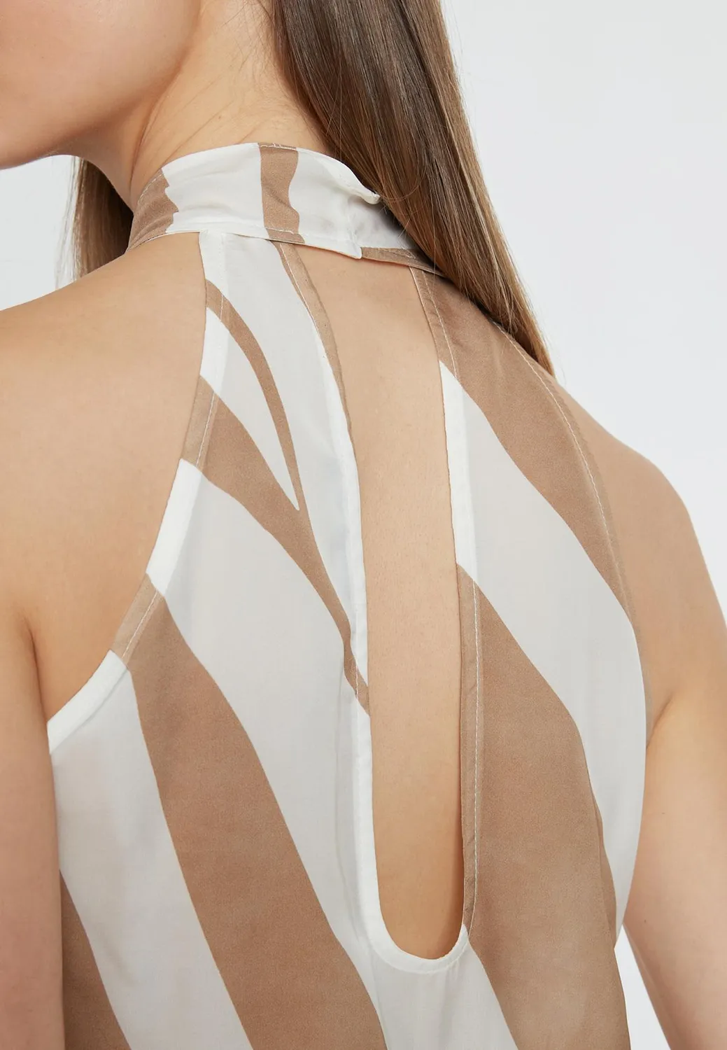 Ana Alcazar Rasty Top Smanicato Viscosa Zebra Beige