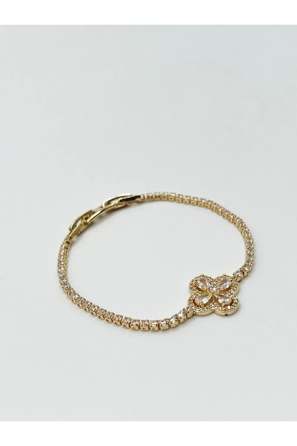 SVNX Clover bracciale oro quadrifoglio pietre