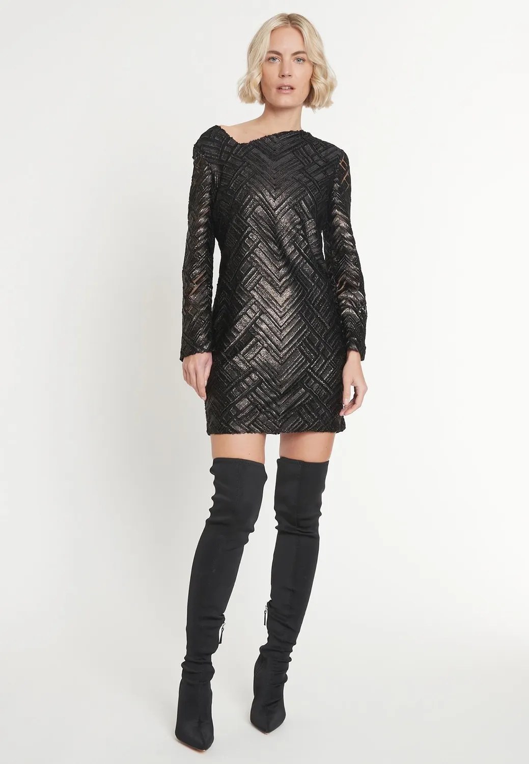 Ana Alcazar Madea mini abito nero luminoso