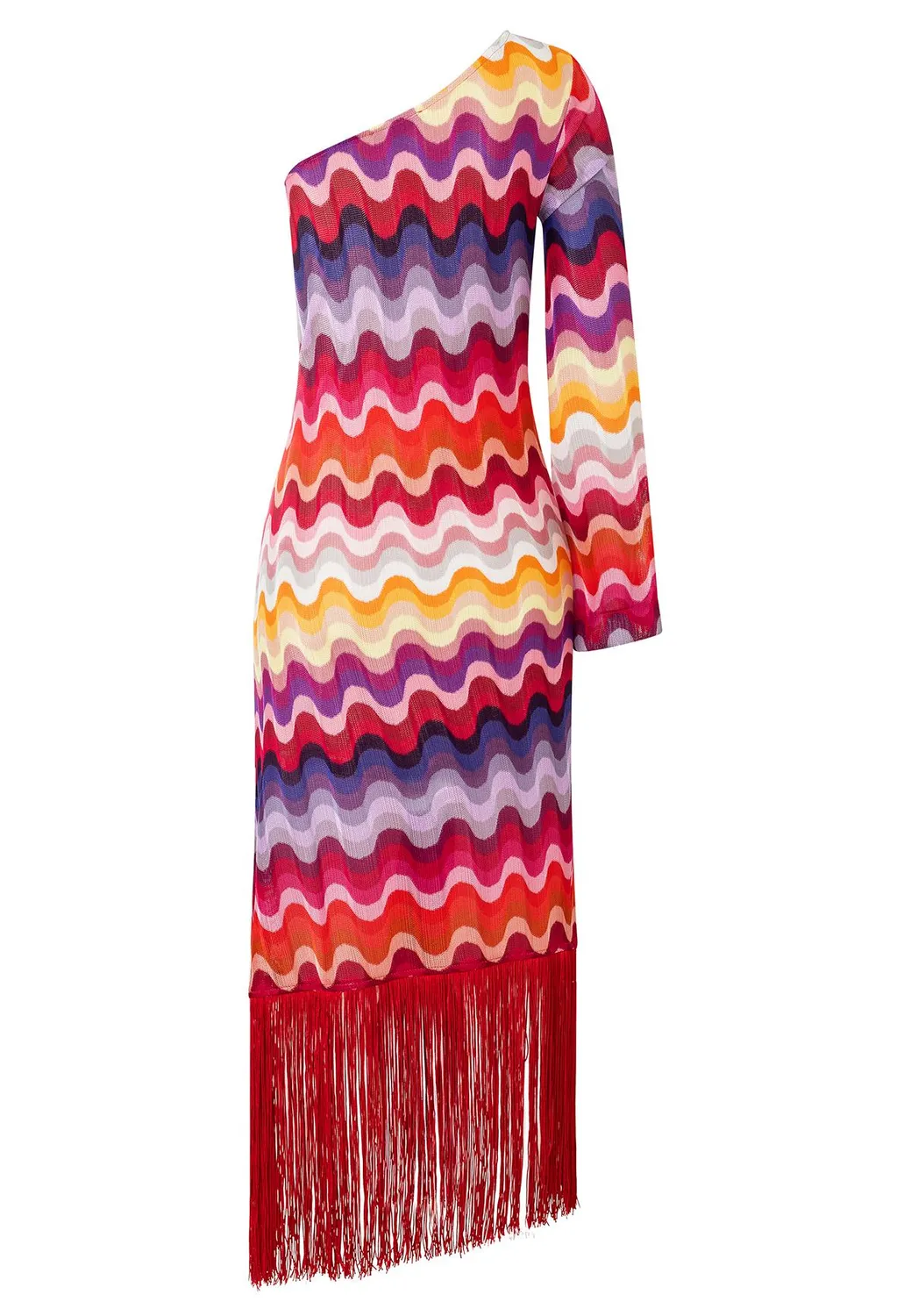 Ana Alcazar Piwane abito maglia monospalla rosso