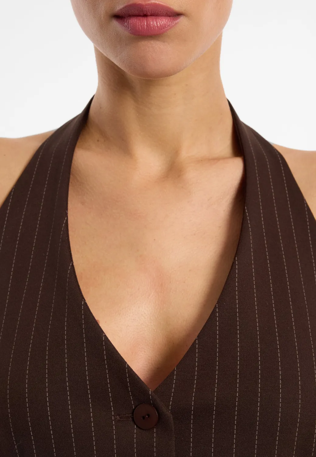 Ana Alcazar Enlyro gilet sartoriale espresso gessato