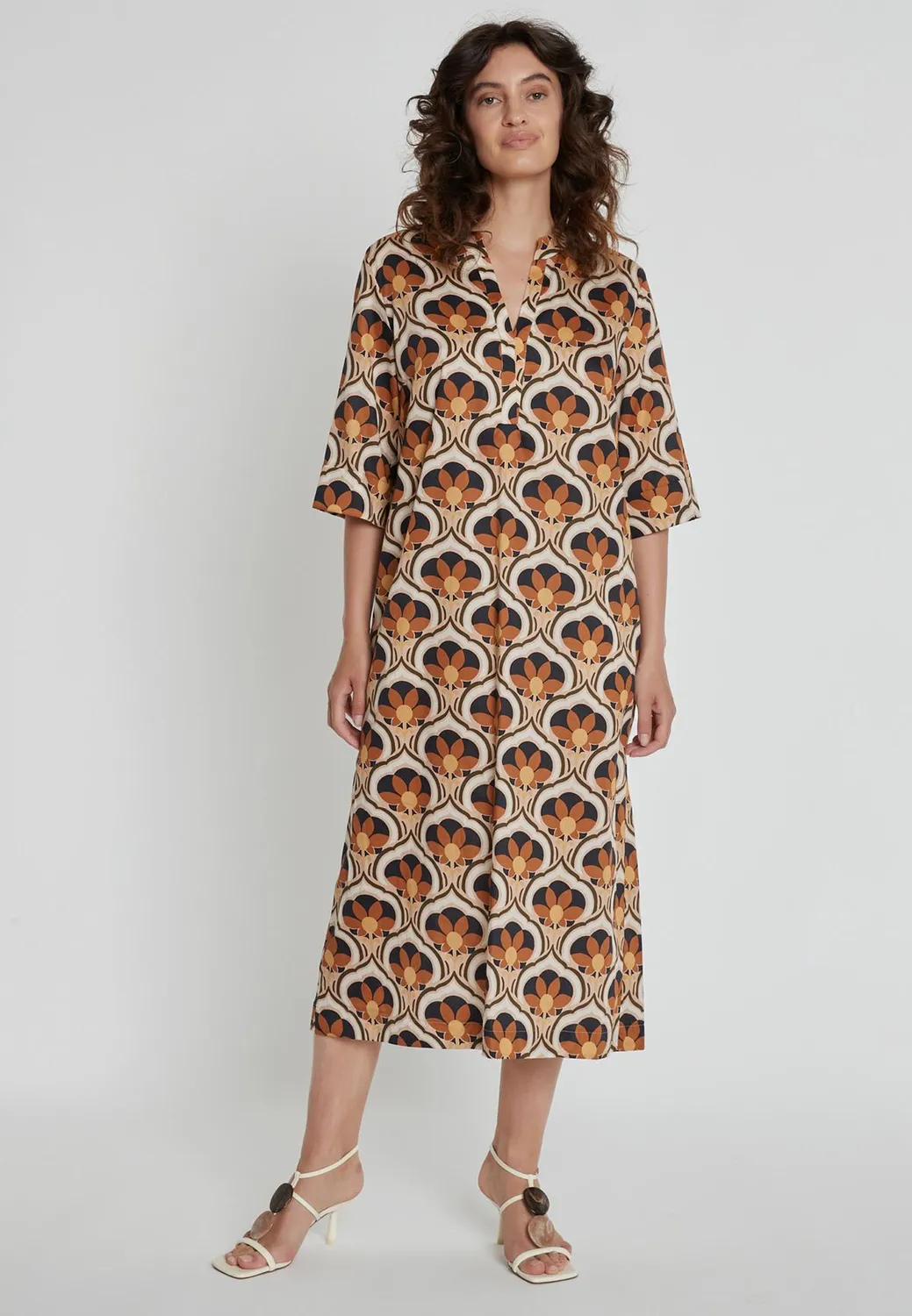 Ana Alcazar Kagea Abito Camicia Midi Marrone