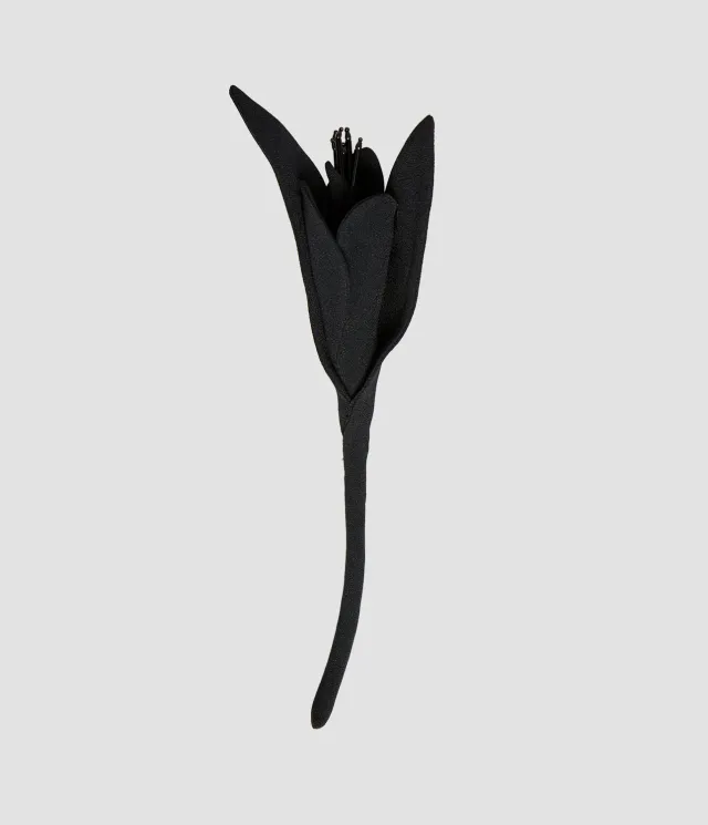 Erdem Satin Flower spilla raso nero tulipano 25 cm