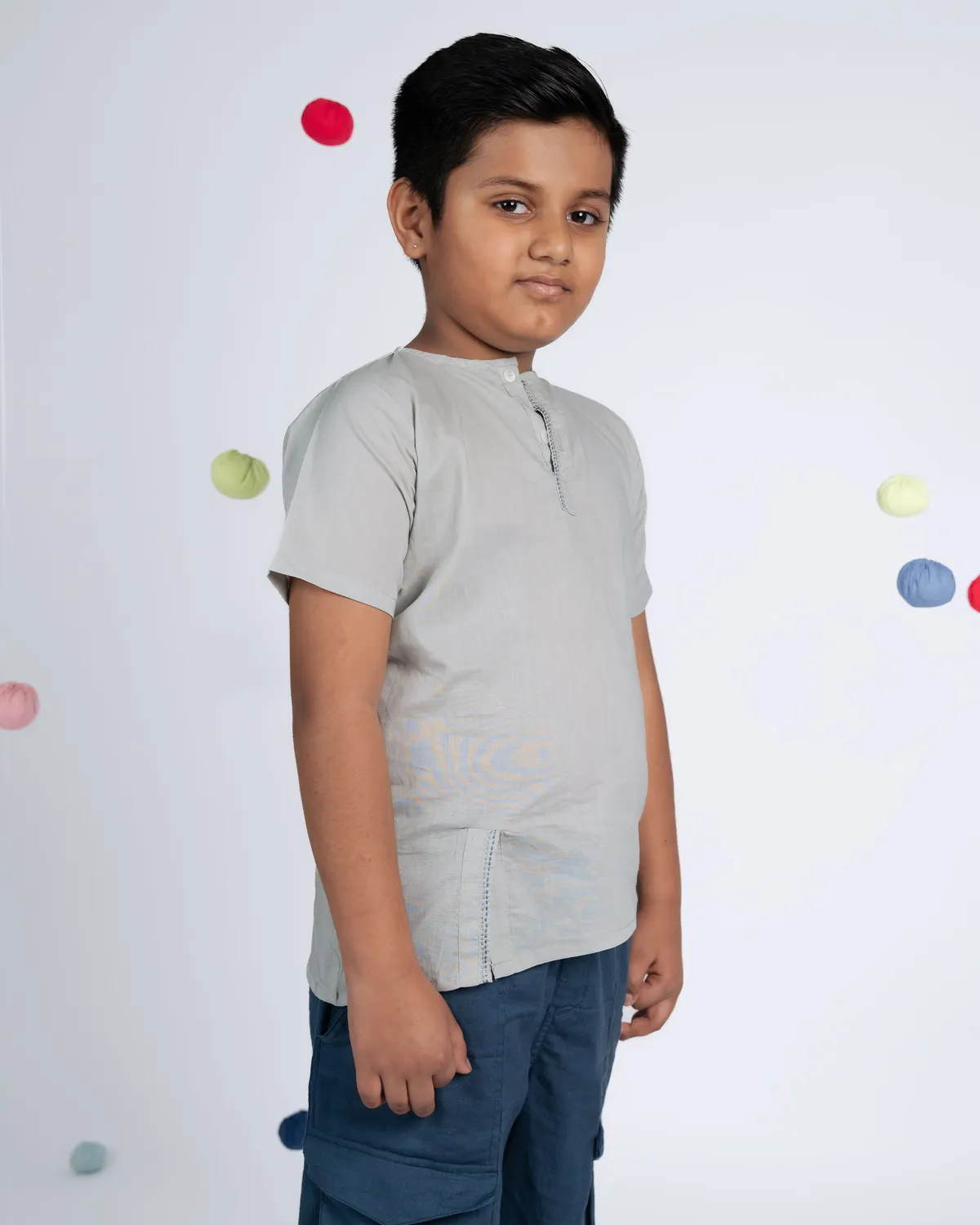 Our Dve Signature Boy camicia bambino grigia cotone