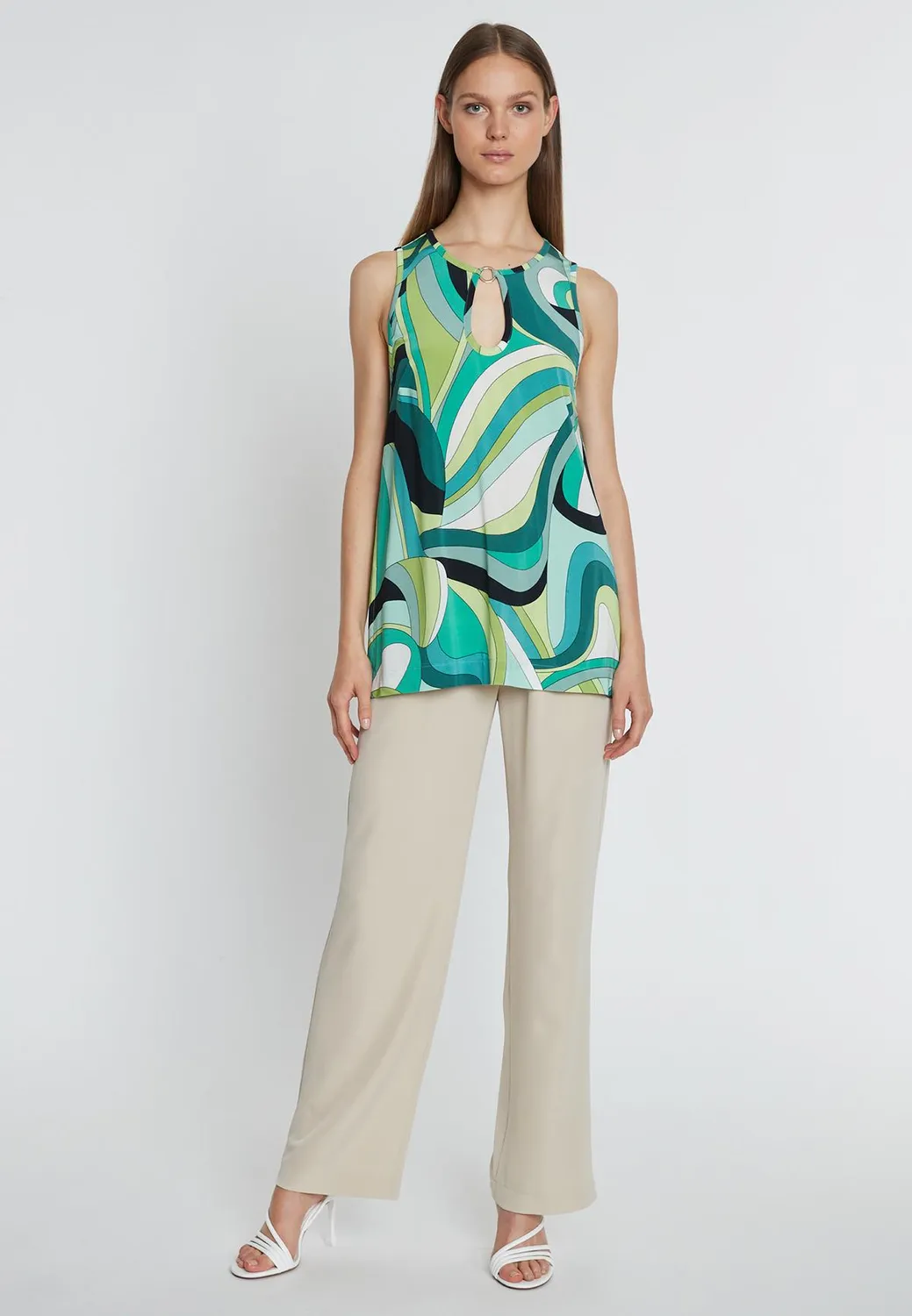 Ana Alcazar Ricoa top jersey verde scollo goccia