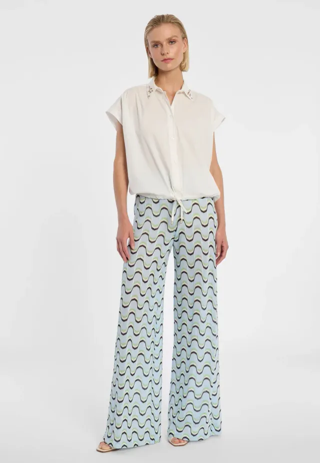 Ana Alcazar Draen blusa bianca strass elegante