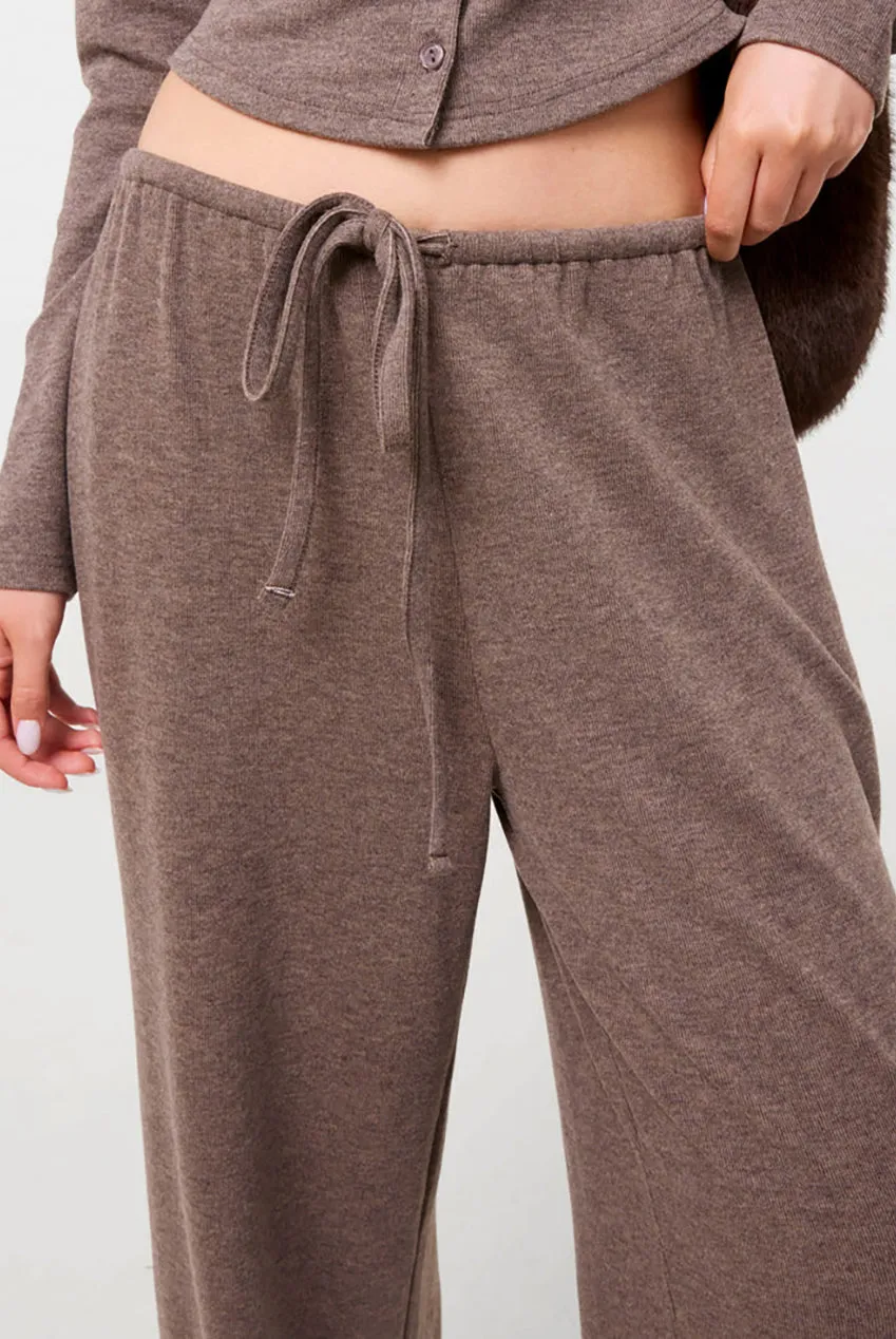 Goddiva Pink Vanilla pantaloni tuta mocha a costine S-L