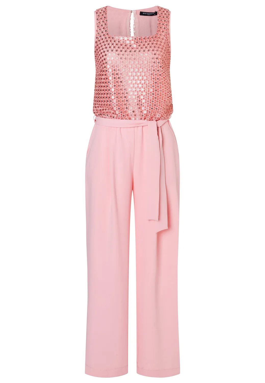 Ana Alcazar Dalyn tuta jumpsuit rosa in pizzo