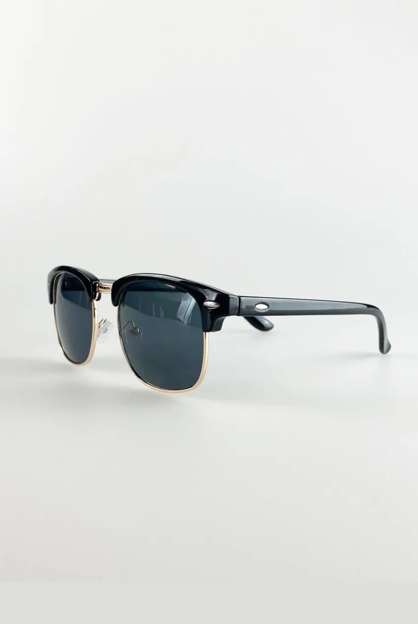 SVNX Clubmaster occhiali da sole neri lente nera taglia unica