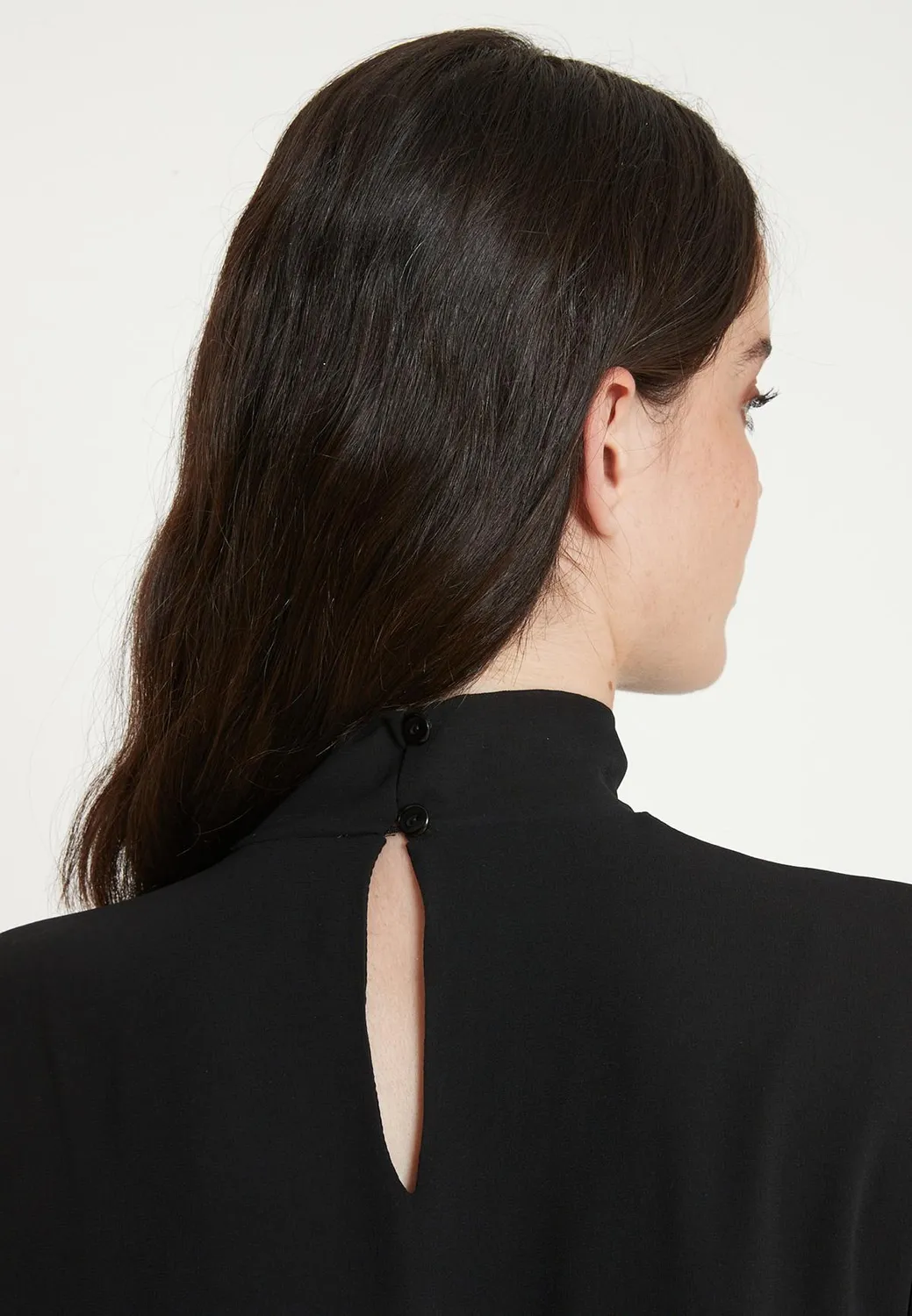 Ana Alcazar Tiwa abito chiffon nero corto da sera