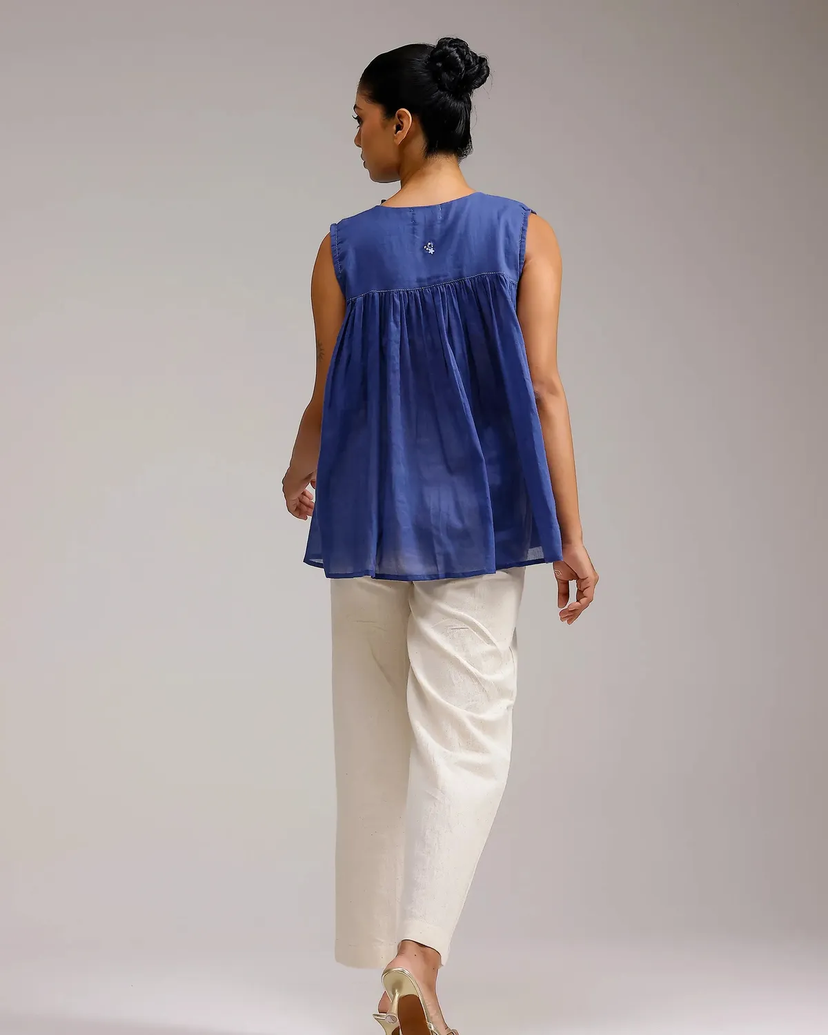 Our Dve Saanjh Flow Top top blu scuro mull