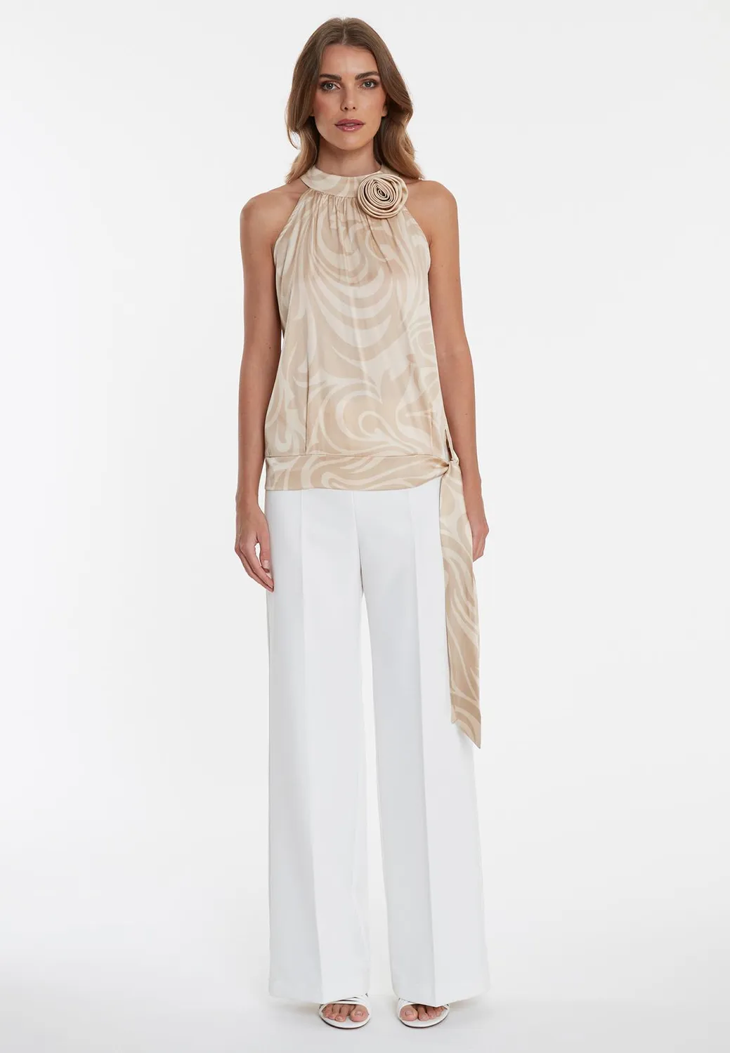 Ana Alcazar Wapara top raso beige halter