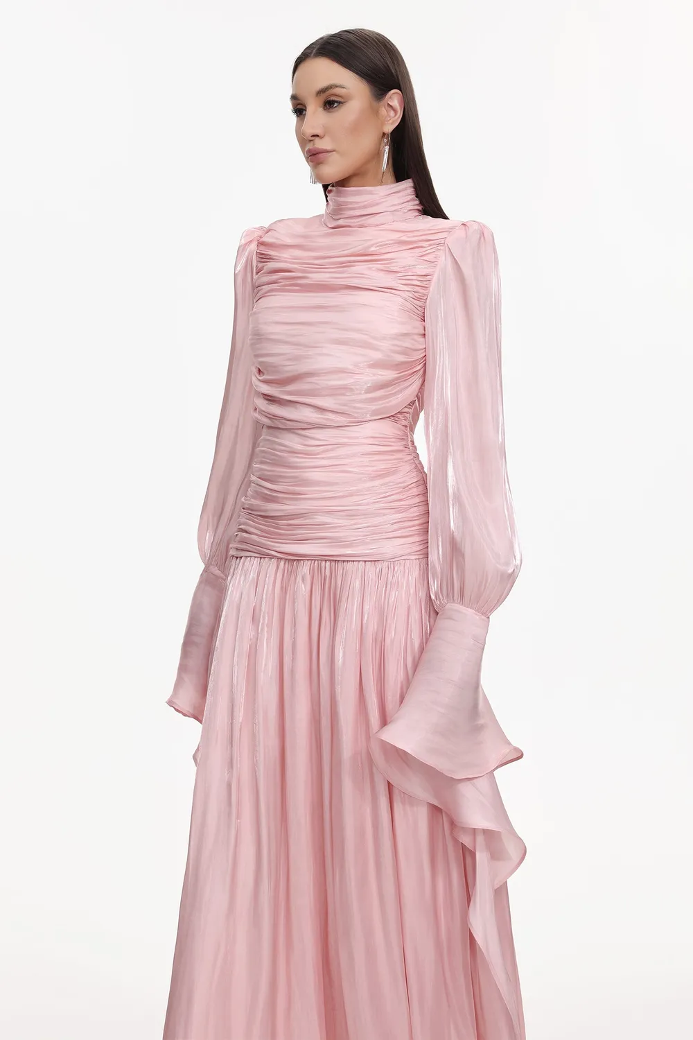 Bella Barnett Viky Resort abito lungo rosa manica lunga