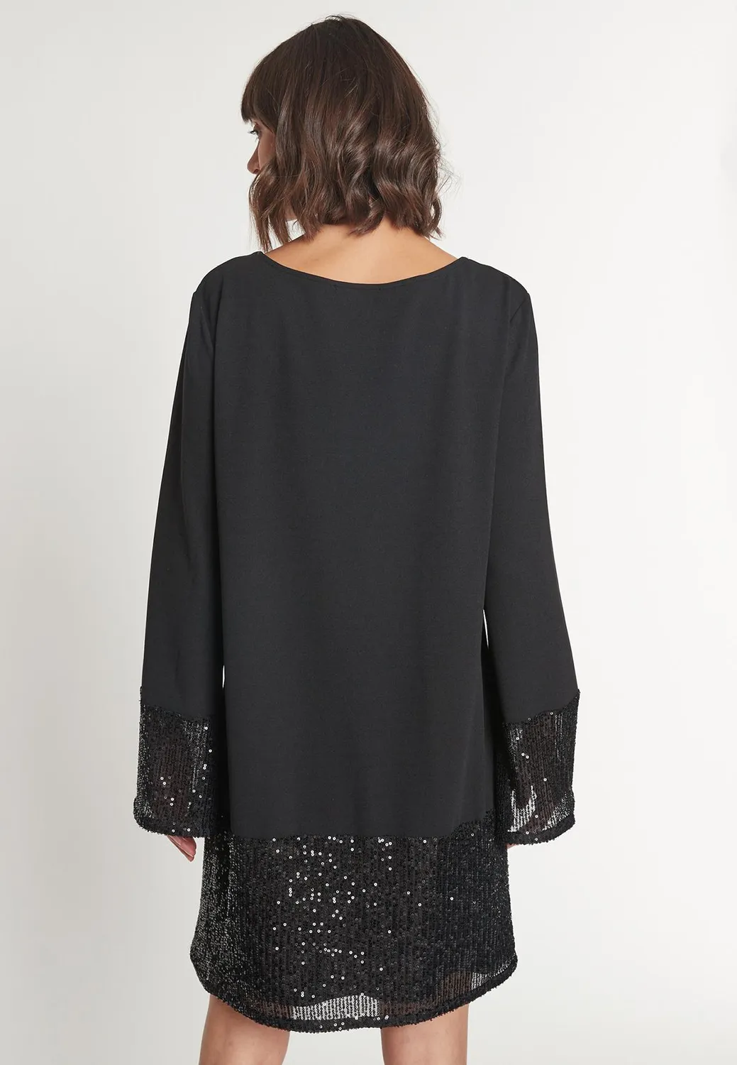 Ana Alcazar Magola abito tunica nero paillettes