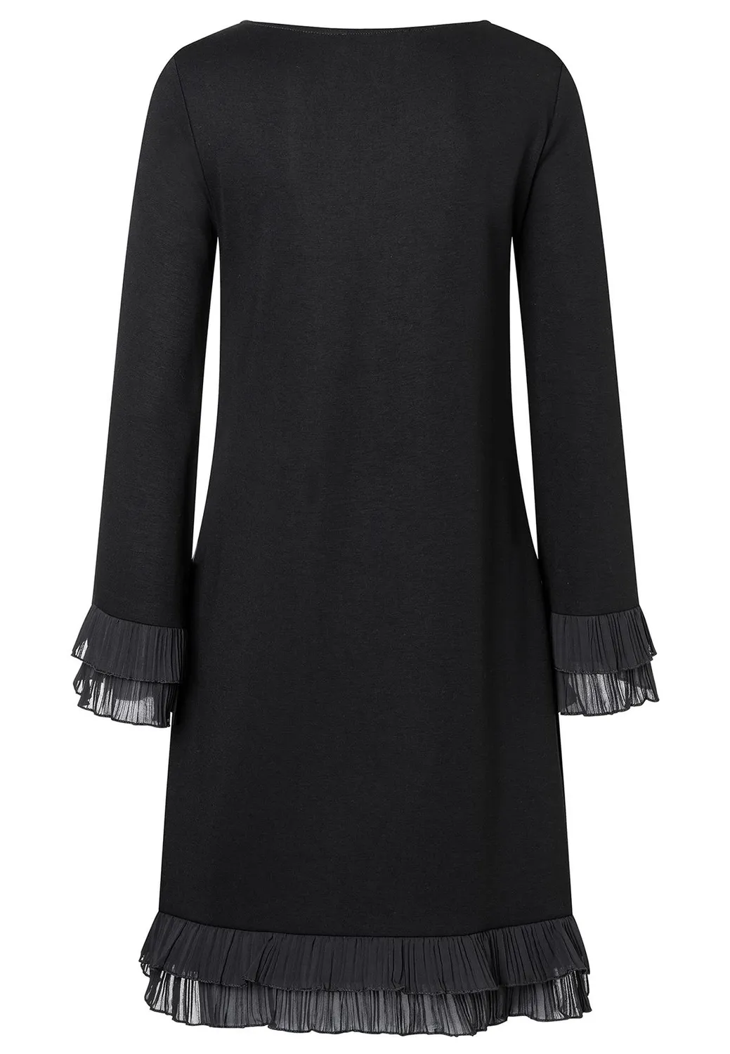 Ana Alcazar Sipora abito jersey nero volant scollo V